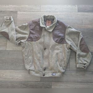 Vintage Browning Wool & Leather Bomber Jacket Hunting Coat Mens Large Full Zip